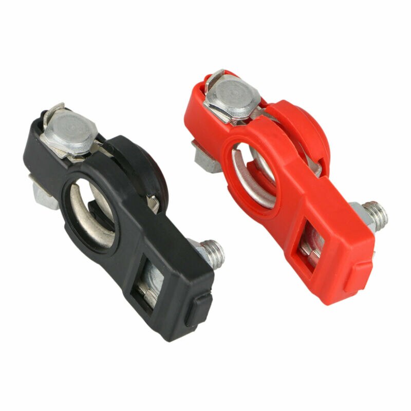 2pcs Battery Terminal Cable Clamp Negative + Positive Top-Post Load Capacity 400A Car Accessory For SAE And DIN Batteries
