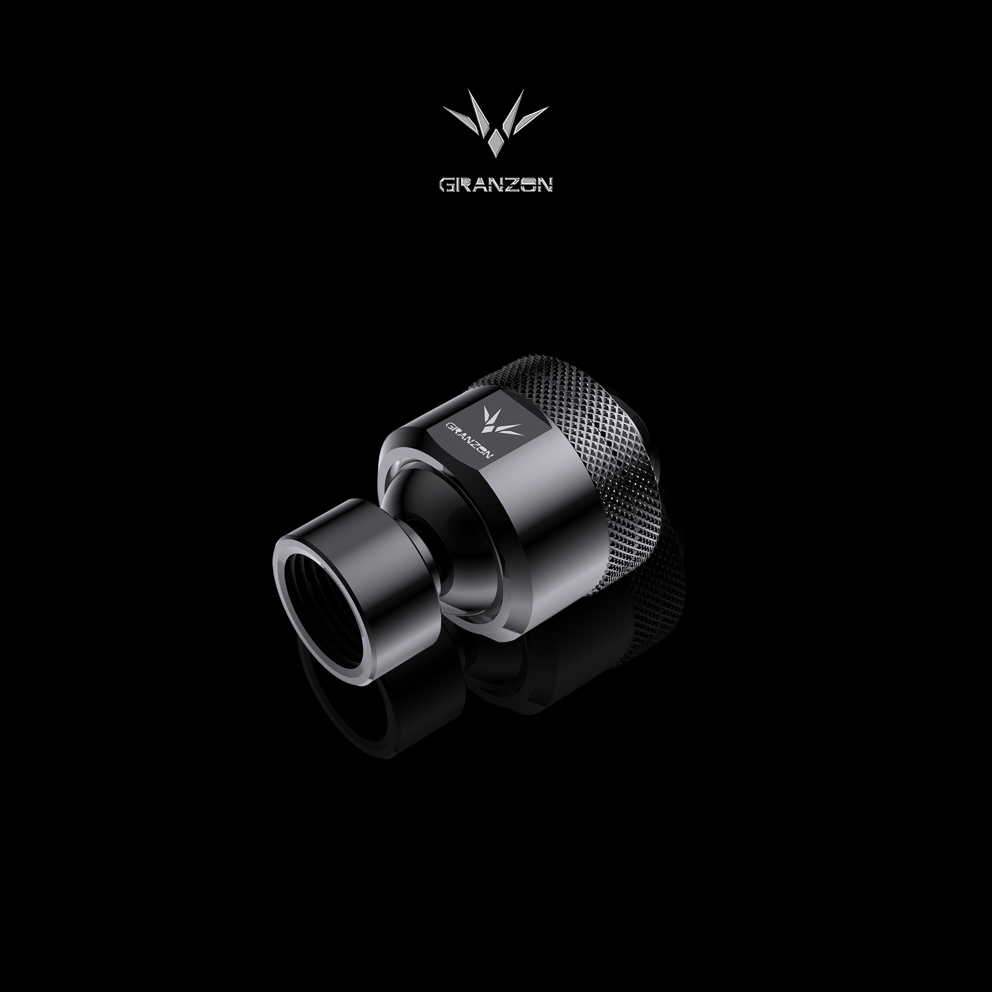 Granzon GD-X G1/4&#39;&#39;Multi-direction Rotary fittings 90/45 degree split water cooling fitting Adapter Male to Famale Connector: Black