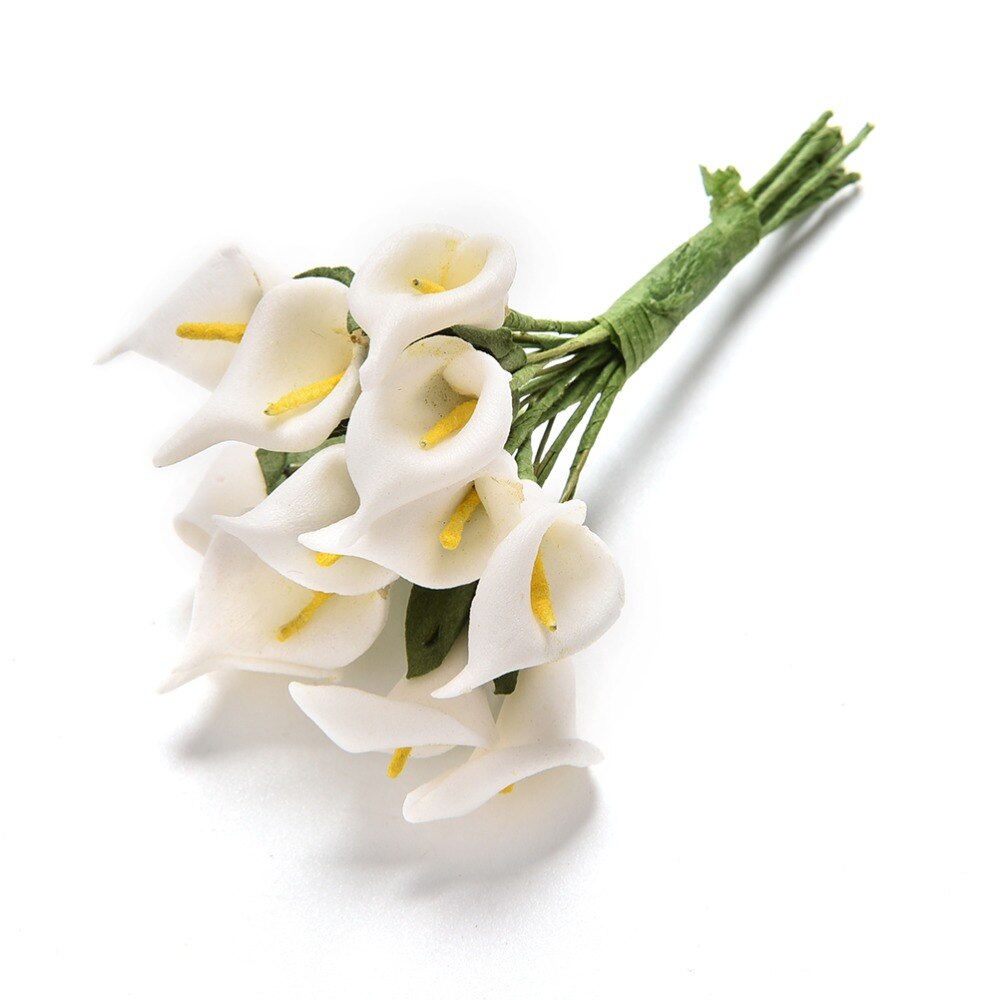 12 blomster / flok kunstige blomster calla lilje brude bryllup boligindretning buket hoved pe ægte berøring kunstig blomst