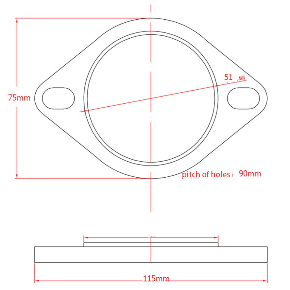 Universal- Edelstahl Auspuff Flansch Auspuffrohr Verbindung 51mm 63mm 76mm gemeinsam Zubehör: FG-51