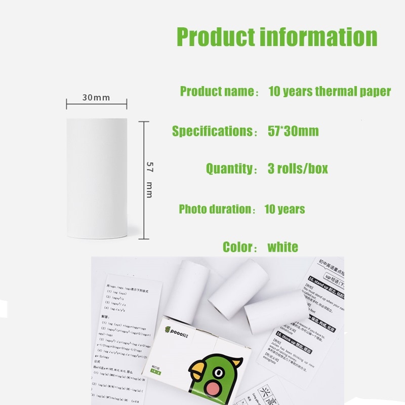 3 Rolls POOOLI Official Label Sticker Paper For L1 L2 L3 For Peripage A6 Paperang Baypage Bluetooth Photo Printer Sticker Maker