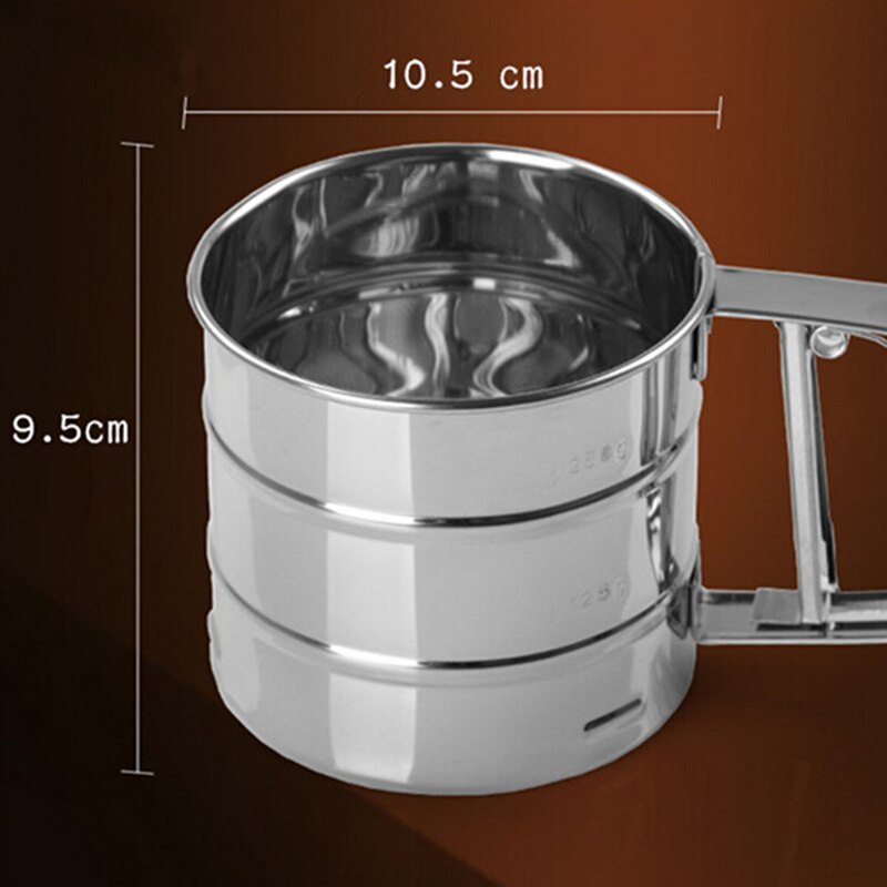 Rvs Mesh Zeefje Cup Mechanische Bakken Poedersuiker Shaker Zeef Tool Keuken Gereedschap