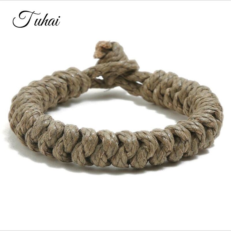 Punk Cotton Rope Braided Bracelet for Men Jewelry Vintage Wrap Wristband Women's Bracelets Hand Strap