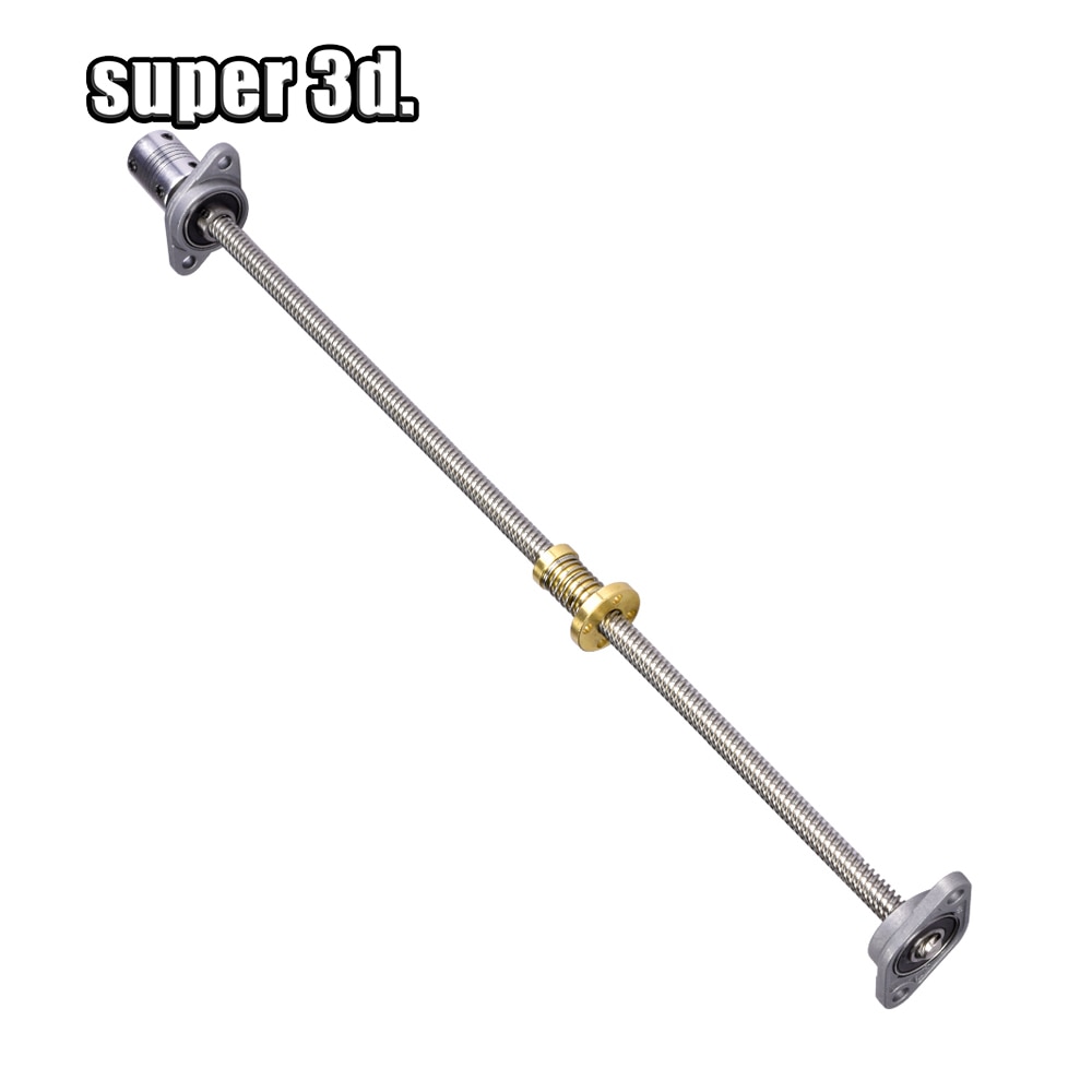 3D Printer T8 Lead Screw lead 8mm 150/200/300/400/500mm+ T8 Anti Backlash Spring+ KFL08 Pillow Block+5 to 8mm Flexible Coupling