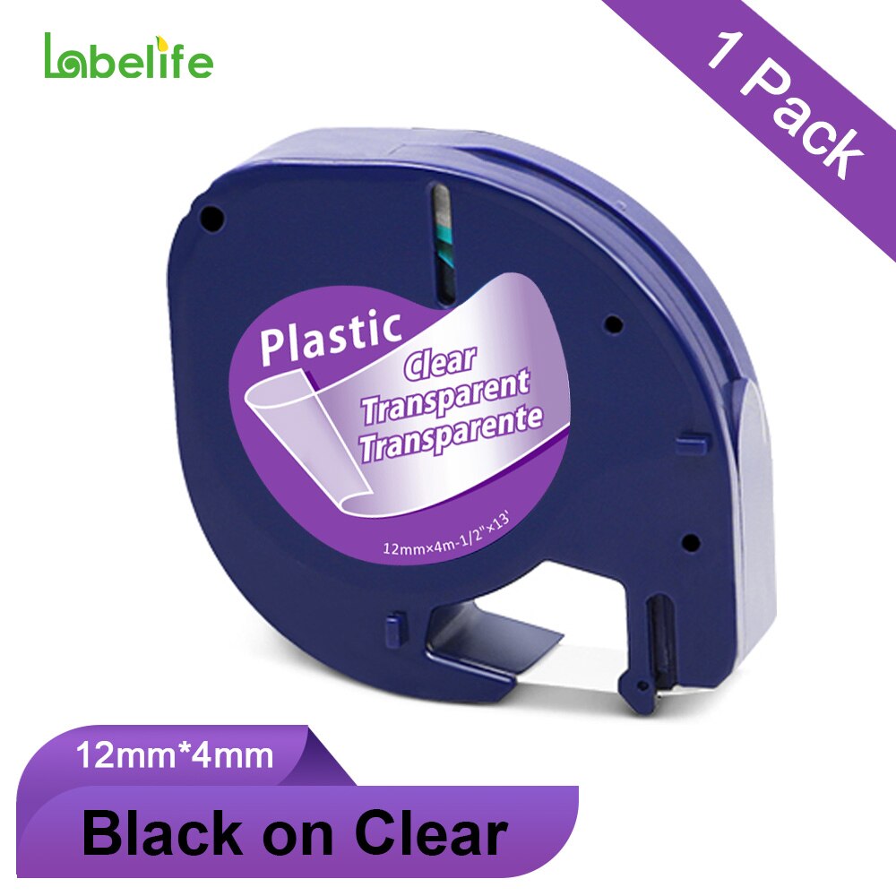 1Pc 91201 91200 91202 91203 91204 91205 12267 12Mm Labeltapes Compatibel Voor Dymo Letratag Voor Dymo LT-100H LT-100T Label Maker: Plastic Clear