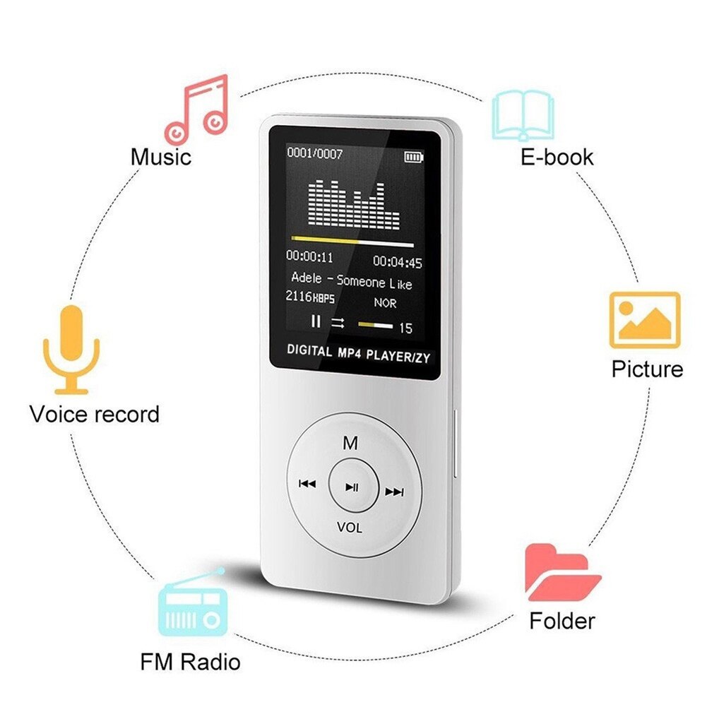 Style Portable 1.8" LCD MP3 MP4 Music Video Media Player Screen Radio Sound Recorder TF Card MP4 Music Player Video