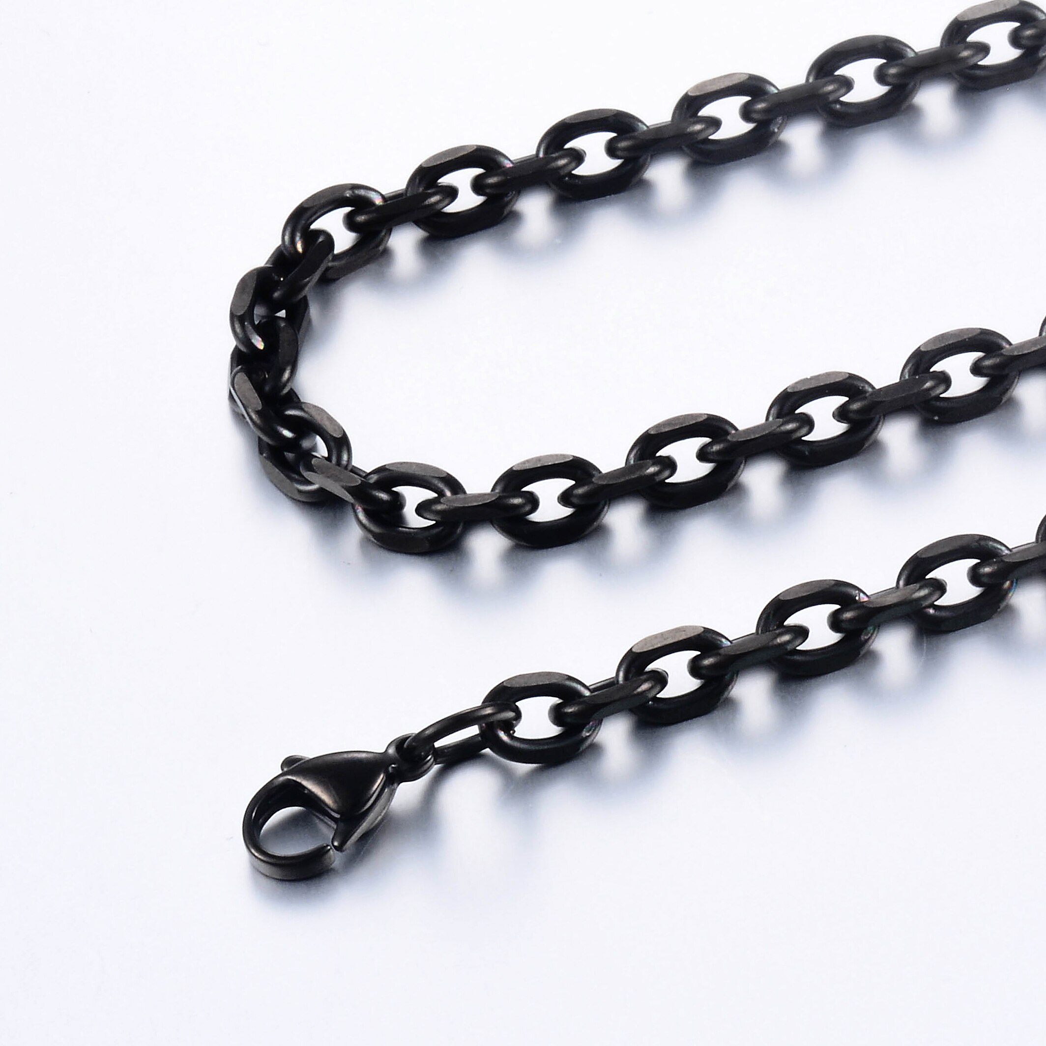 Colar preto de aço inoxidável, 1.6mm / 2.4mm / 3mm / 4mm/5mm, moda masculina e mulheres nova jóias de aço inoxidável