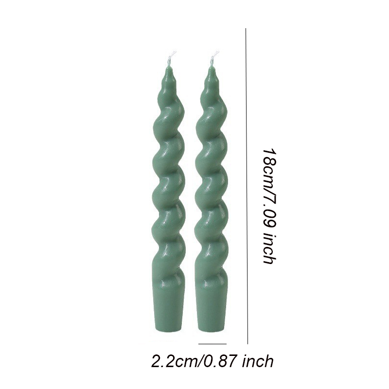 2 Stuks Lange Versierd Kaarsen Spiraal Vormige Geurkaars Home Decor Accessoires Lange Staaf Twisted Aroma Kaarsen Huishoudelijke Kaarsen: Army Green