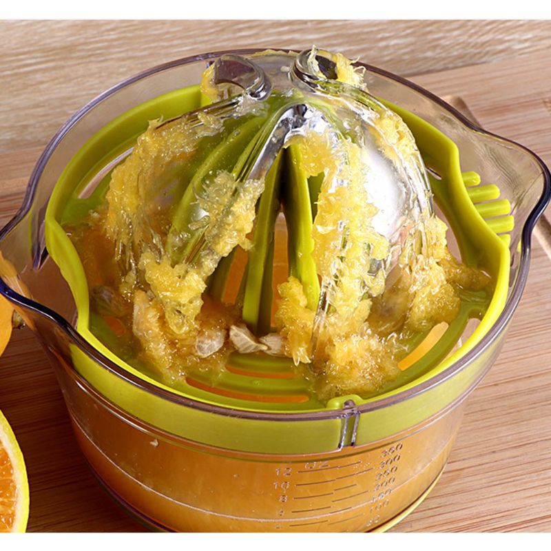 Citronpress med behållare 4 in 1 manuell apelsinjuicer 400ml multifunktion lime citrusfruktpress