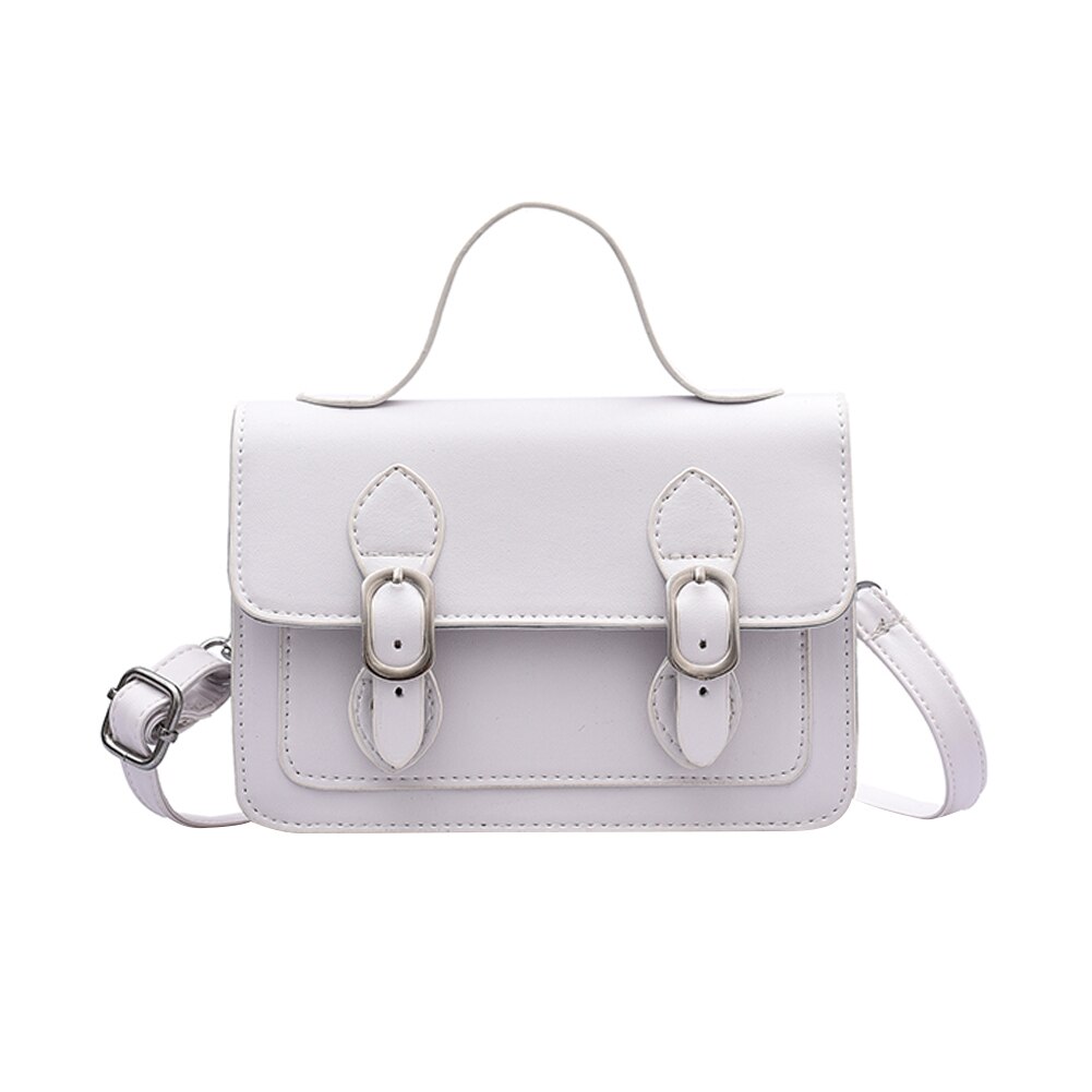 Feminino menina hit cor pequena aleta ombro bolsa casual couro do plutônio crossbody saco juventude senhoras simples saco versátil: WHITE