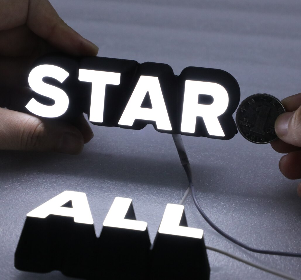Premium front lit acrylic light letter mini 3d LED signage with bevel edge for shop decoration