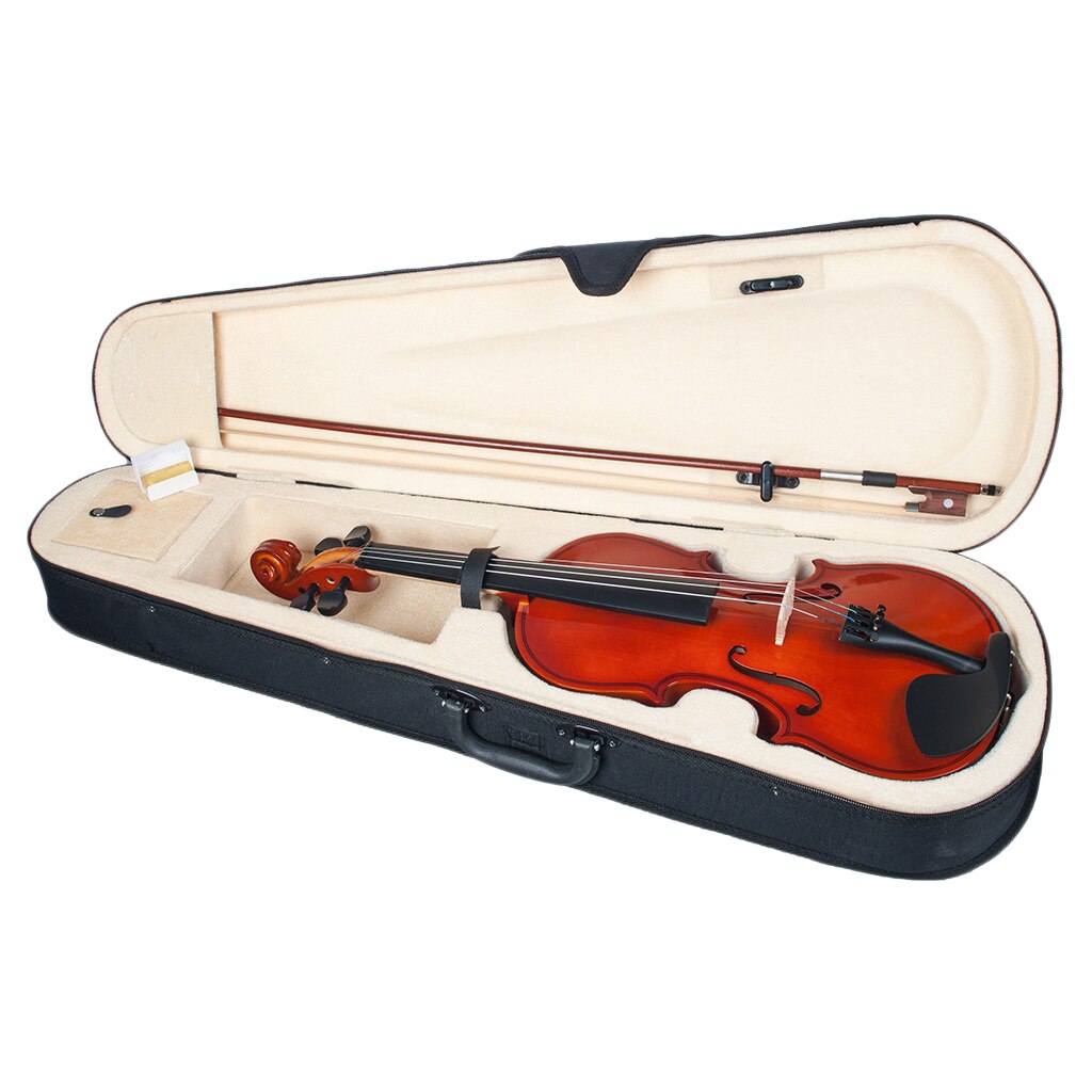 Wood 1/8 Acoustic Violin Varnished Fiddle With Storage Case for 4 - 5 Years Old Kids Beginner