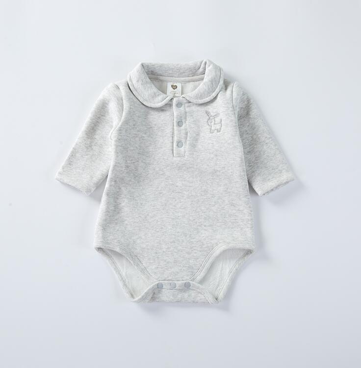 Baby Bodysuit Lange Mouwen Kleding Dikke Warme Kinderen Kleding Baby Meisjes Jongens Kleding Kinderen Jumpsuit 100% Katoenen Baby Overalls: grey melange / 4T