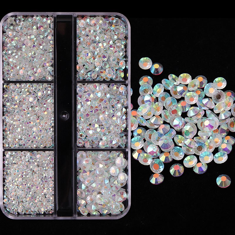 6Grids/box Nail Art Rhinestones 1426pcs AB Mixed Size Crystal Gem Diamonds 3D Nail Rhineston Nail Art Decoration DIY Face Makeup