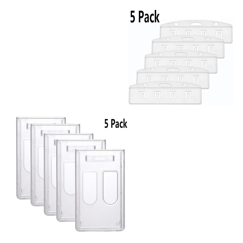 Slim Heavy Duty Frosted Rigid Polycarbonate Plastic ID Badge Holders Vertical / Horizontal Half Card Badge Holder Swipe ID Cards