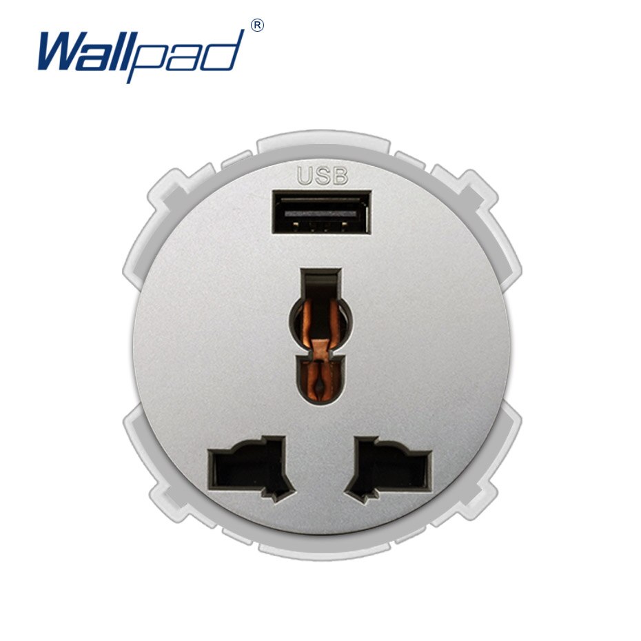 Wallpad usb multifunktion 13a vægstik funktionstast kun elektrisk væg stikkontakt stikkontakter 5v 2100ma: Grå