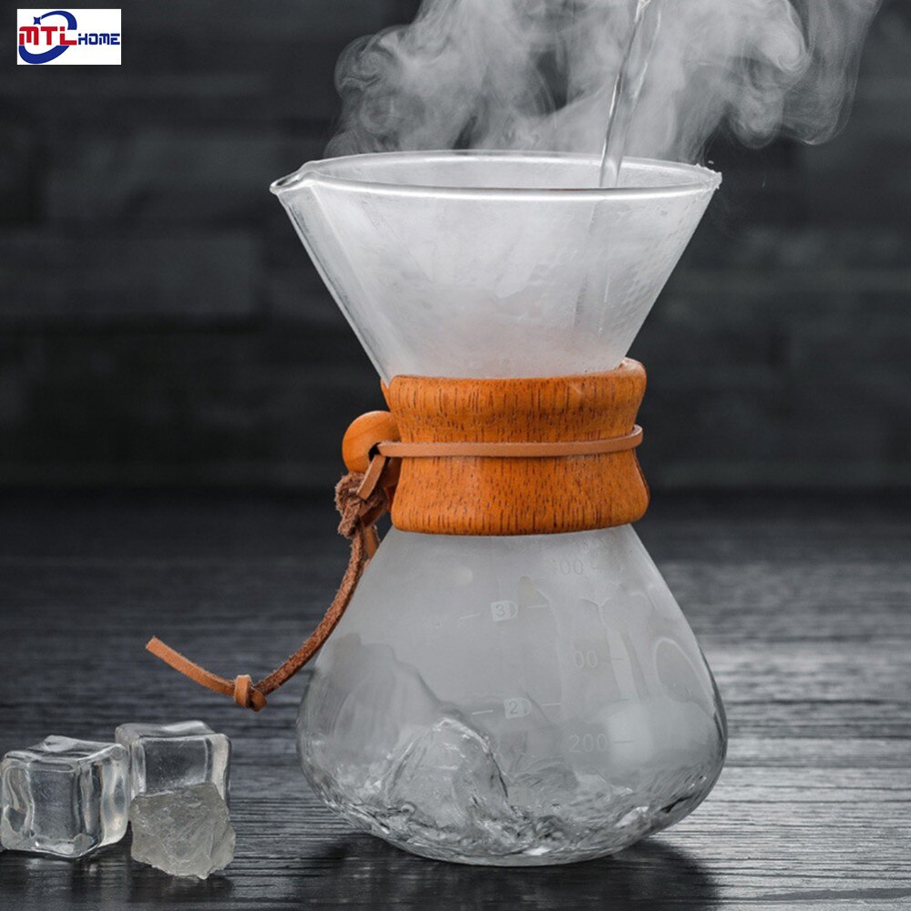 High-Temperature Resistant Glass Coffee Maker Coffee Pot Espresso Coffee Machine With Stainless Steel V60 Filter