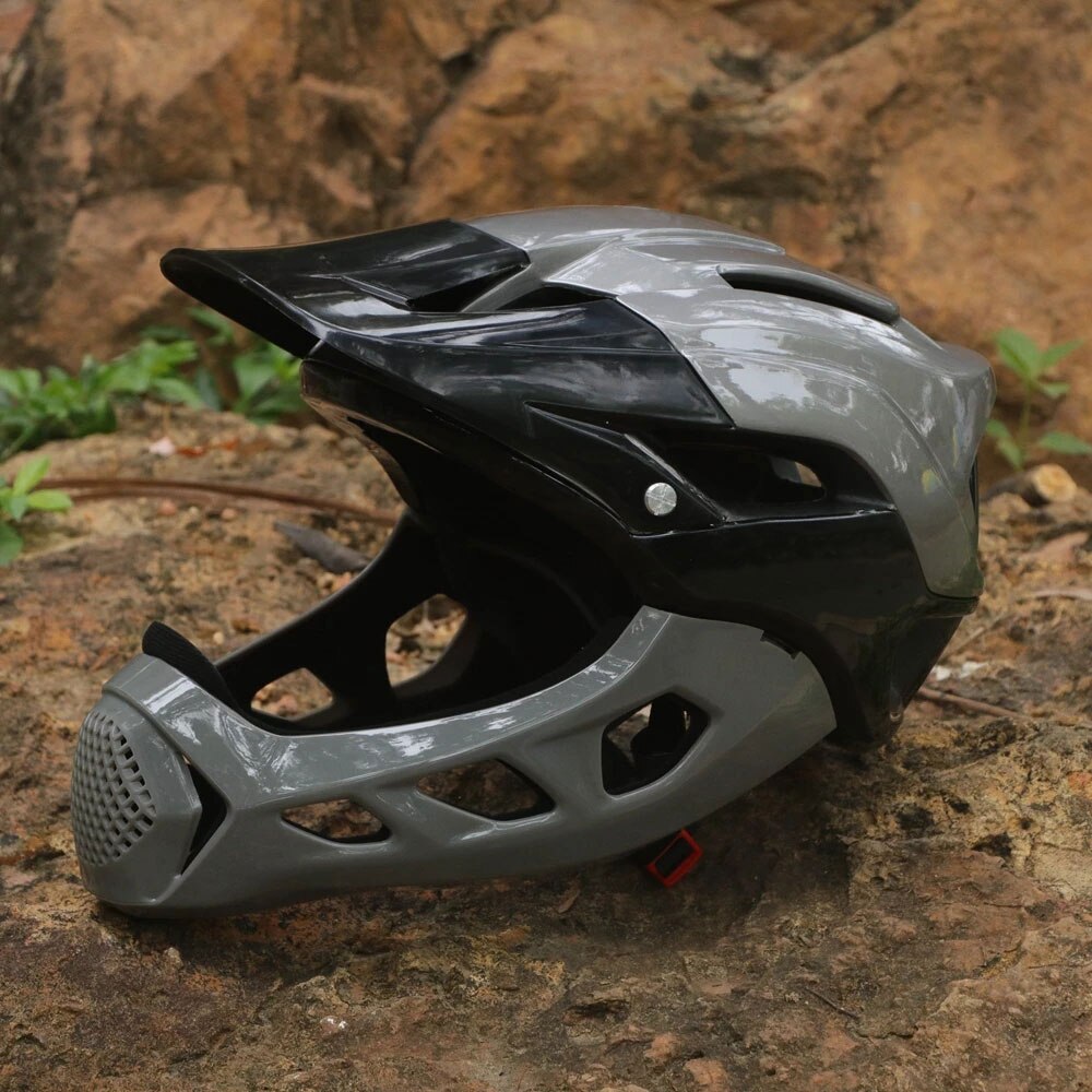 casque de vélo pour hommes, chapeau de cyclisme, intégral, visage complet, léger, taille 58-62CM, xc, vtt: Gray black