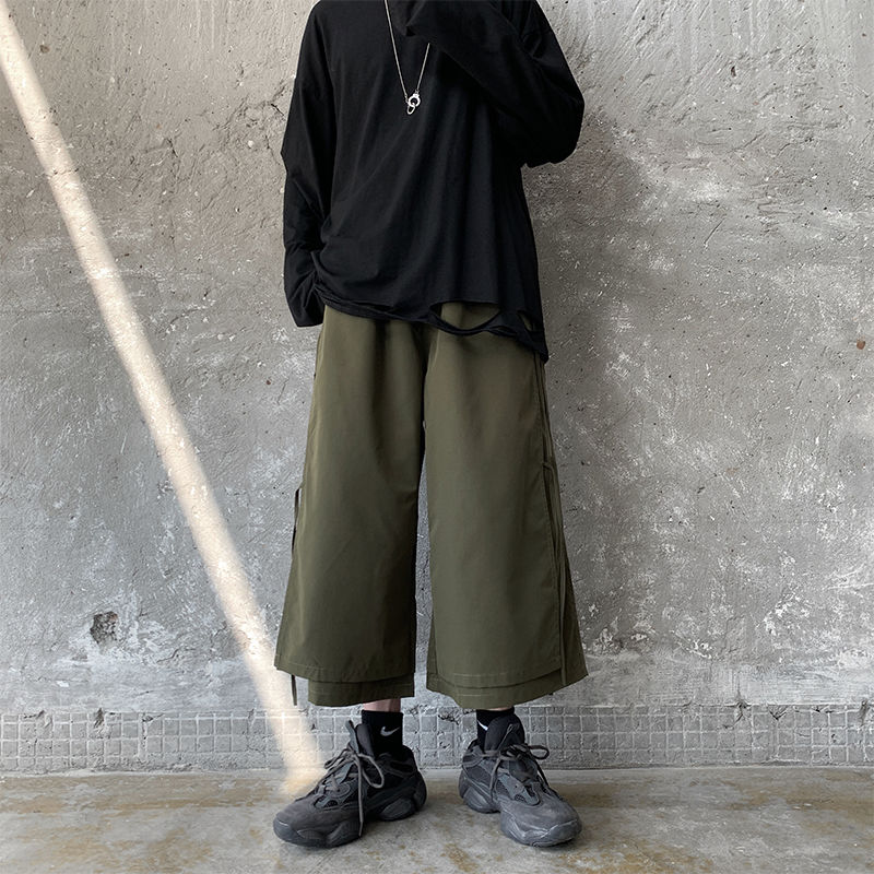 Zomer wijde broek heren effen casual broek heren streetwear wilde hiphop losse rechte broek heren m -2xl