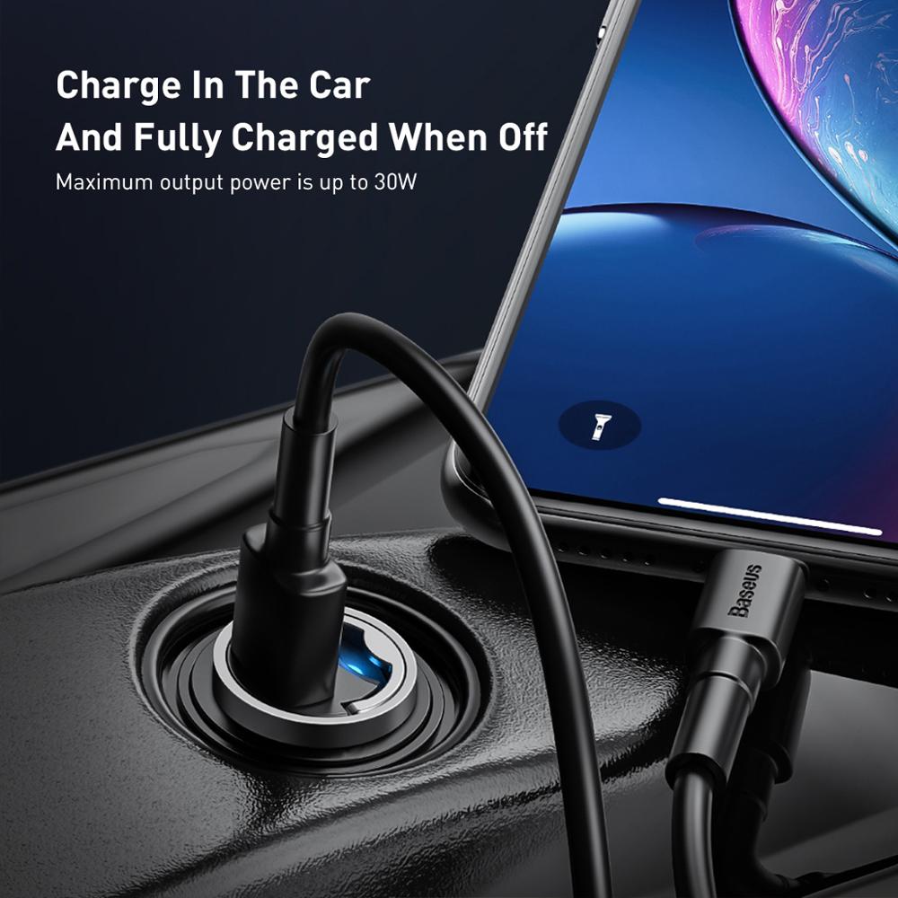 Baseus Quick Charge 4.0 3.0 USB Car Charger For iPhone 11 Pro Max Huawei P30 QC4.0 QC3.0 QC 5A Fast PD USB C Car Phone Charger
