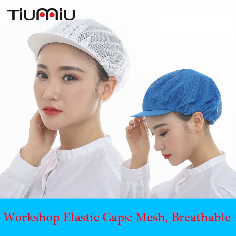 6 Colors Unisex Elastic Mesh Caps Factory Workers Work Wear Hats Men Women Breathable Warehouse Food Service Workshop Wear Caps