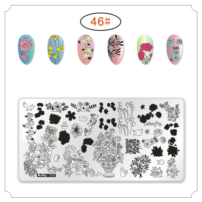 Serie Zjoy placas de estampado para manicura Estilo de China onda grulla salvaje Gazebo dados bambú serie Plantilla de sellos para decoración DIY manicura: 46