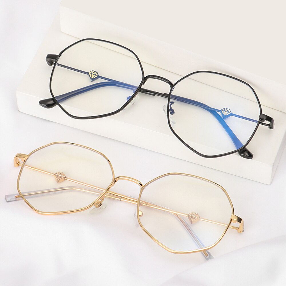Ultralight Anti-Uv Blauw Stralen Straling Brillen Polygon Bril Frame Computer Bril Bijziendheid Bril Vlakke Spiegel Brillen