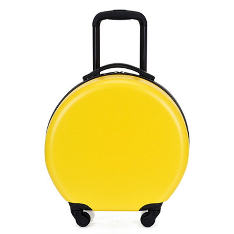 18 Inch Round Trolley Case Cute Student Suitcase Universal Wheel Suitcase 40X40X20CM: Yellow