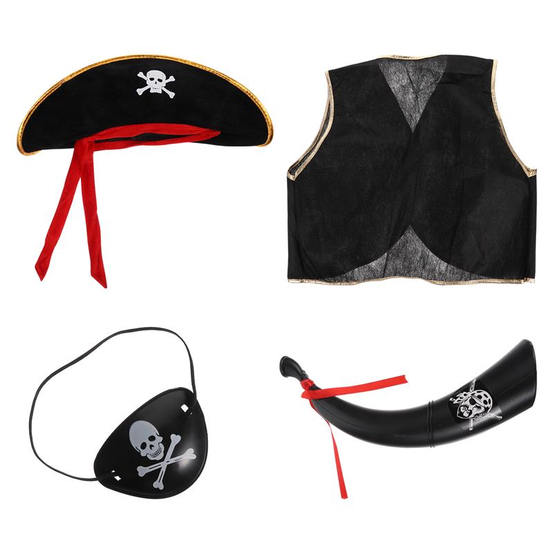 1 set van /4 stuks piratenkostuum rekwisieten, speelgoed voor fantasiespel, verkleedpartij, cosplay, piratenvoorstelling rekwisieten