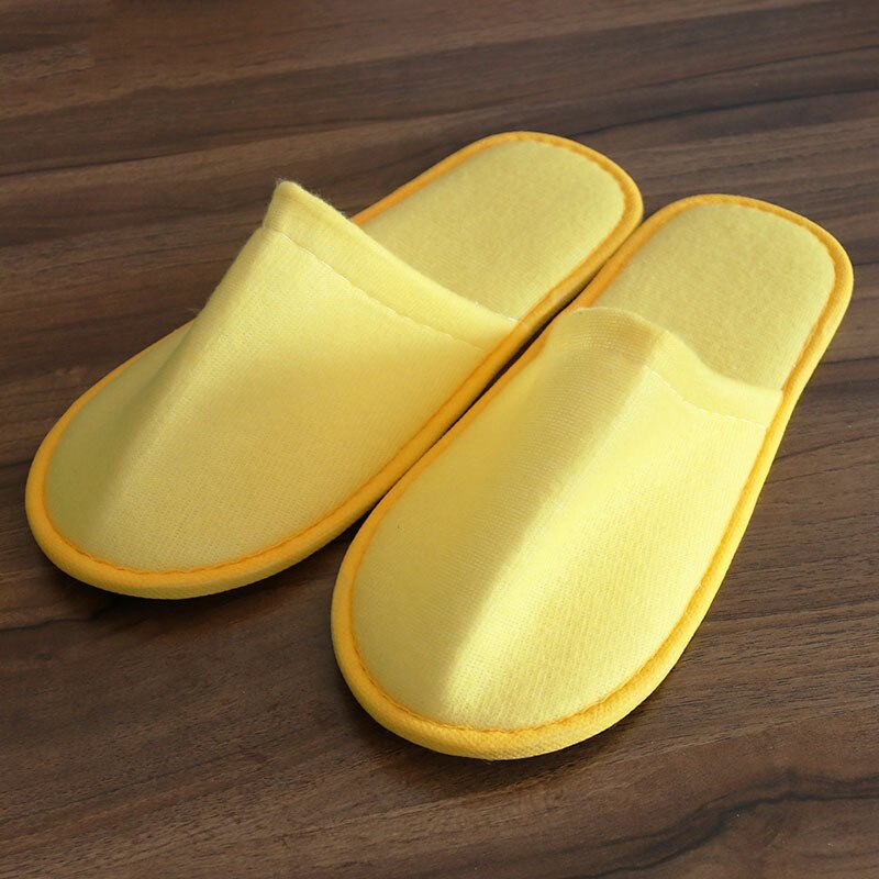 Autumn Winter Women Men Slippers Bottom Soft Home Shoe Portable Home Disposable Flip Flop Comfortable Shoe Slippers: Yellow