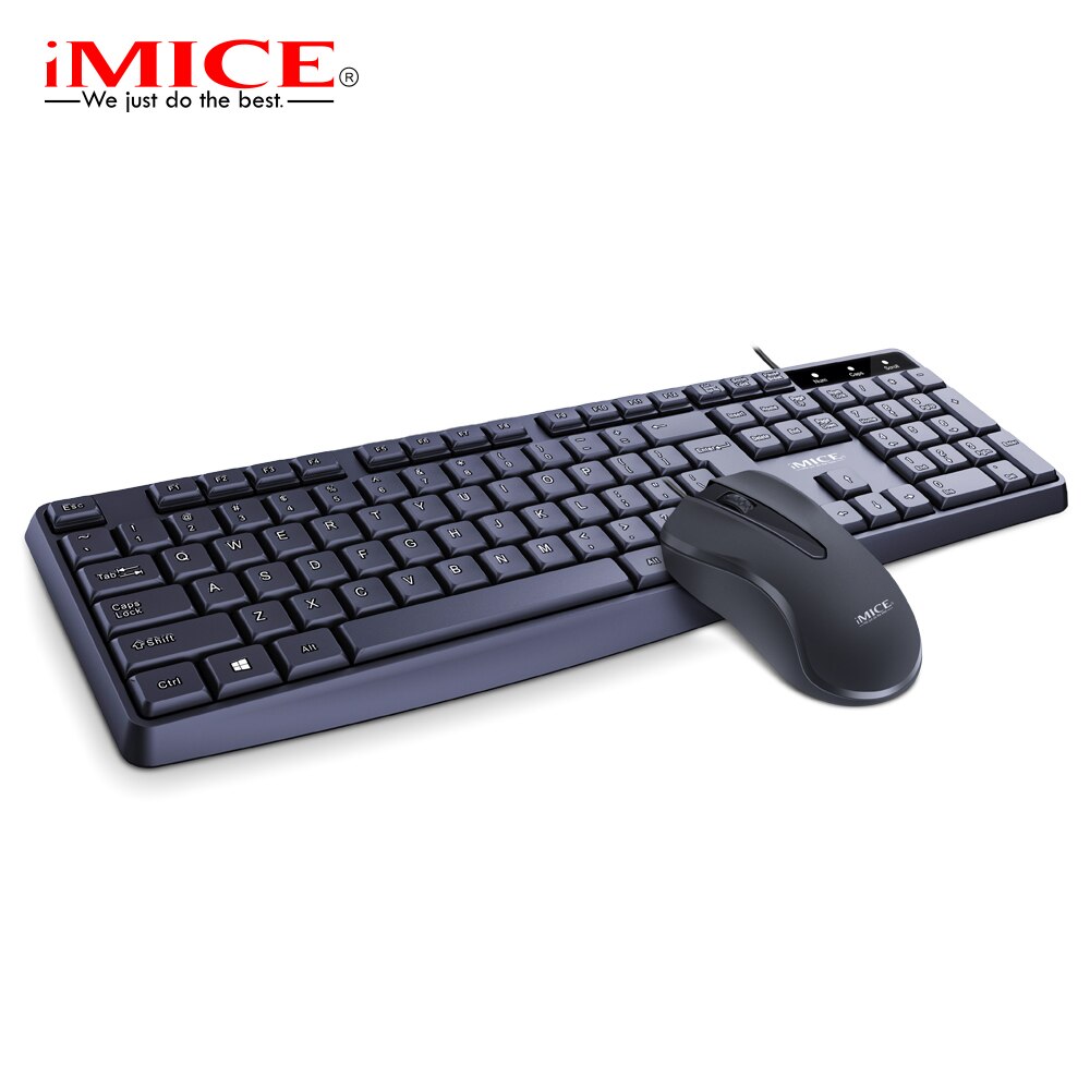 iMice Wired keyboard and mouse set for home office 104 key plug and play