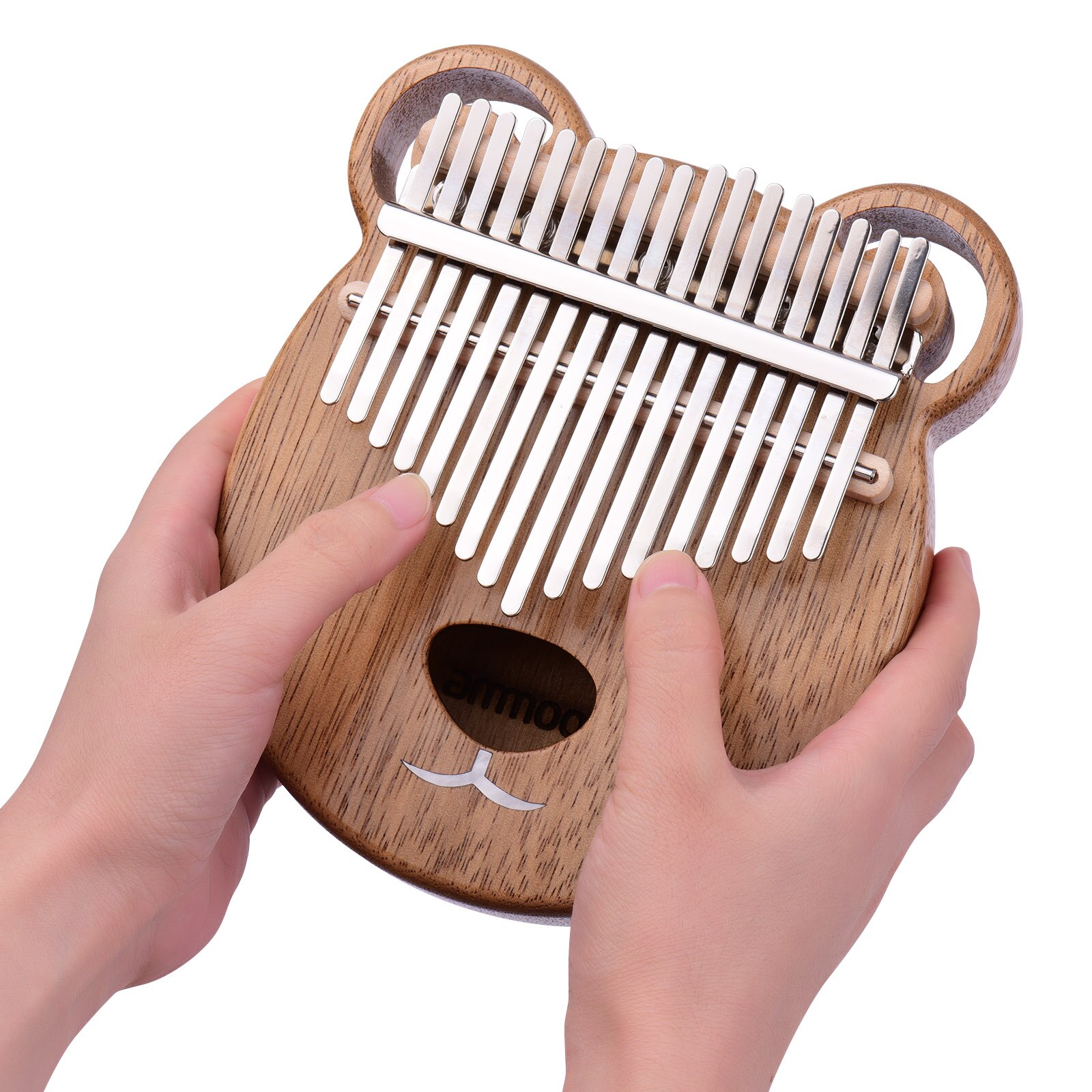 ammoon 17 Key Kalimba Portable C Tone Thumb Piano Solid Walnut Wood Finger Precussion with Tuning Hammer Wiping Cloth