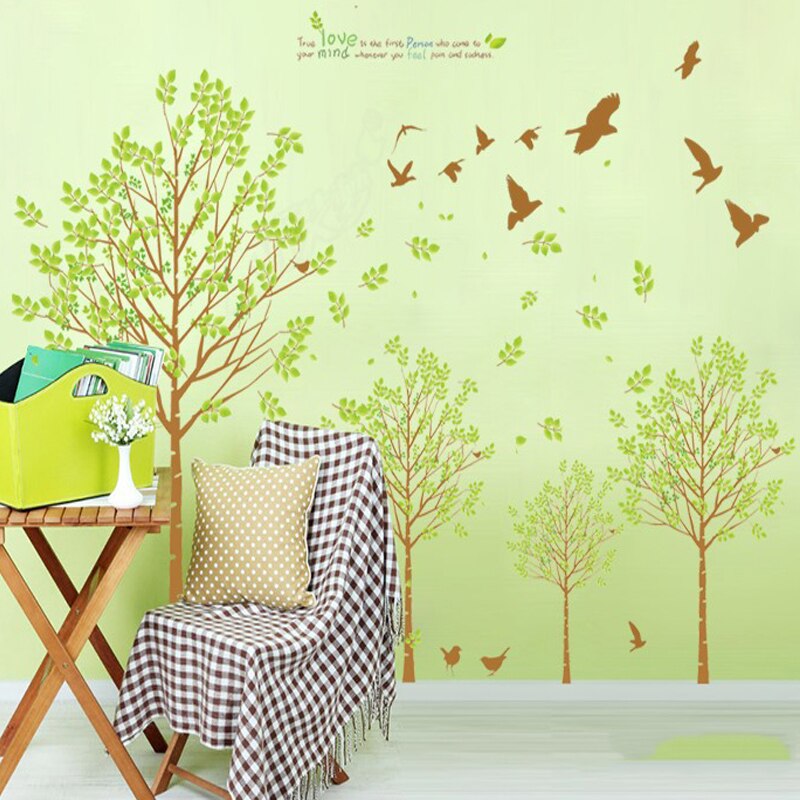 Aftagelig stort familiefoto træ wallstickers pvc selvklæbende vægmaleri kunst boligindretning børn soveværelse stue dekoration