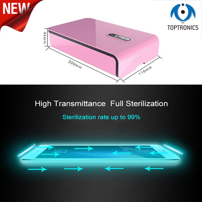 Toptronics de carga de teléfono y USB para el hogar desinfectante UV para Smartphone reloj pulsera ropa interior cepillo de dientes