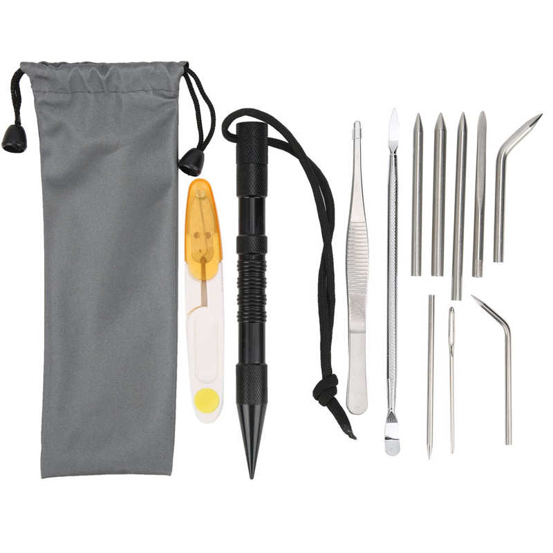 12 unids/set Paracord agujas herramienta para tejer de aluminio paracaídas cordón Paracord costura agujas conjunto pulseras DIY herramienta para tejer Kit