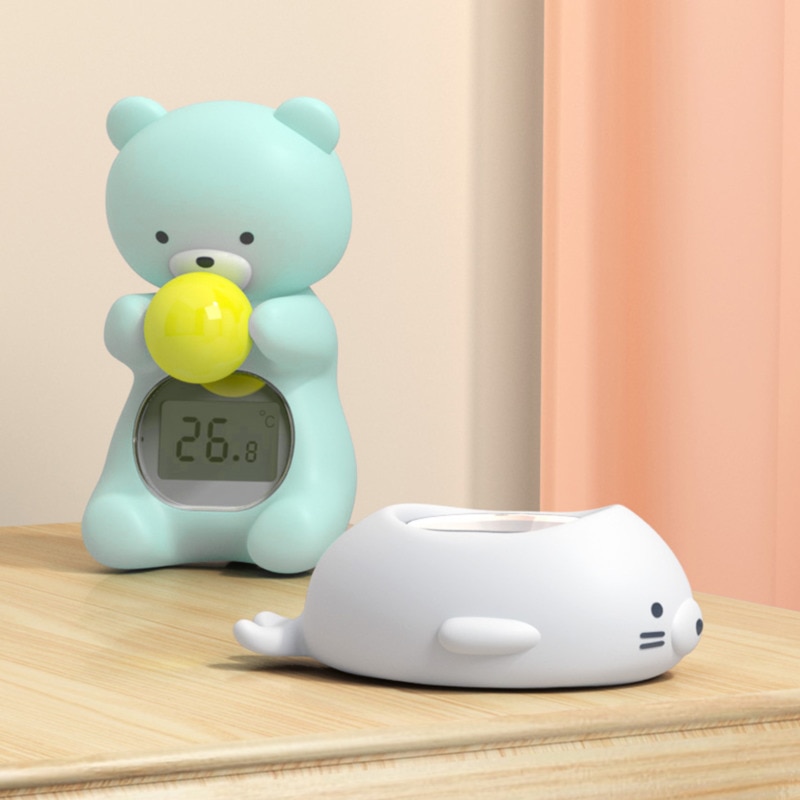 Baby elektronisk bad vandtermometer nyfødt husstand bjørn stuetemperaturmåler blå