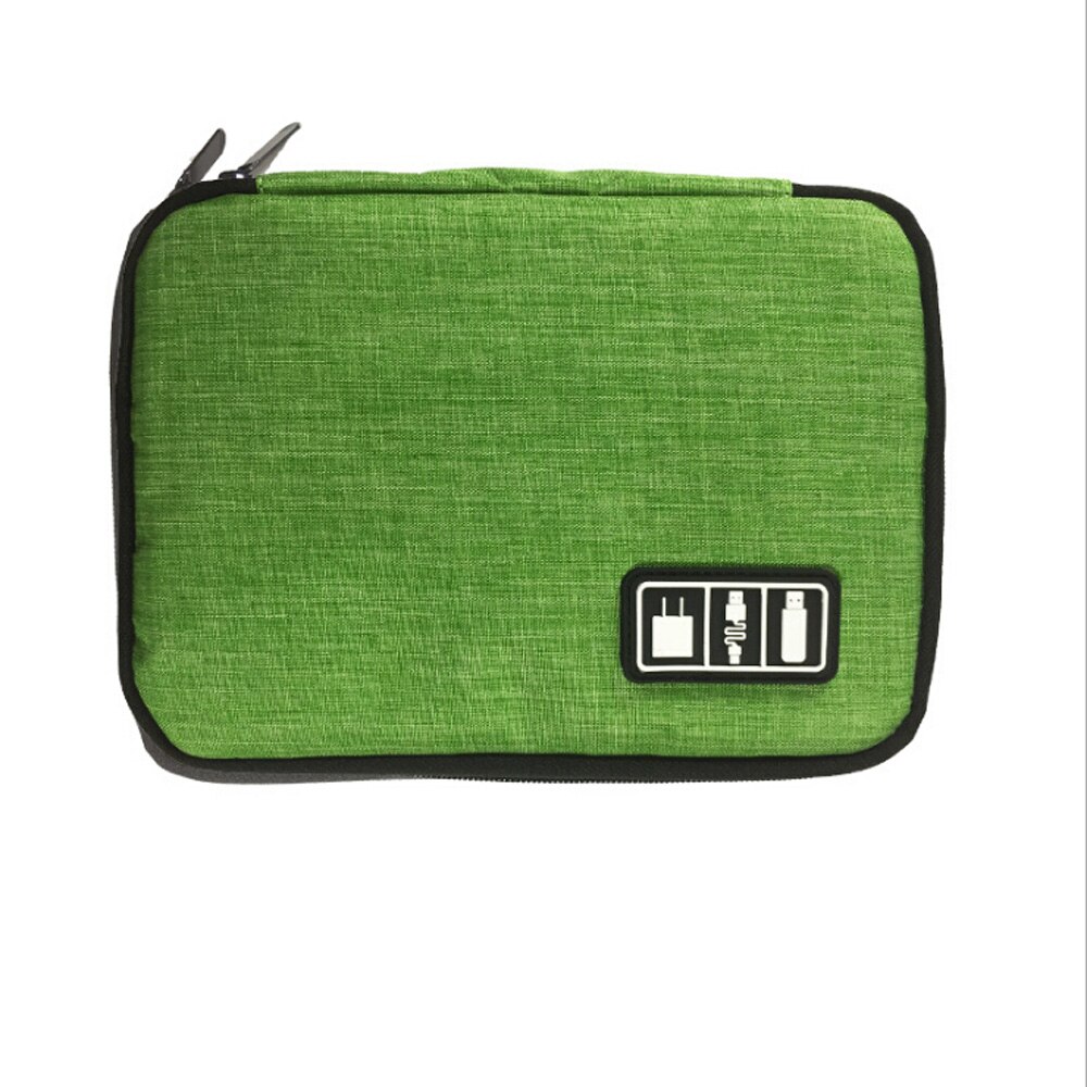 Multi-functional Digital Bag Electronic Storage Bag Kit Data Cable Cationic Fabric Digital Gadget Devices Divider Organizer: Green