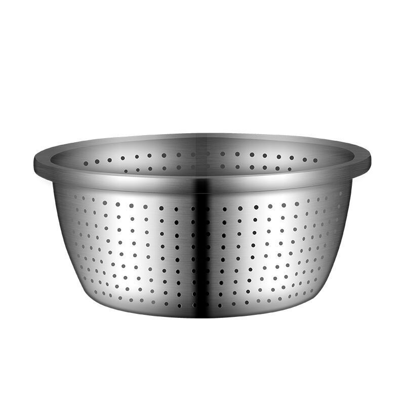 Stainless Steel Rice Sieve Washing Vegetables Basin Drain Basket Salad Egg Mixing Bowls Set Soup Basin Strainer Kitchen Utensils: Drain Basin / 18cm