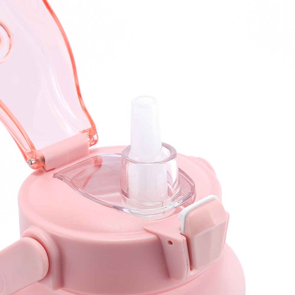 2000ML Large-Capacity Water Bottle With Time Scale Reminder Elastic Straw Sports Bottle Keak-Proof Frosted Outdoor Drinkware Fit