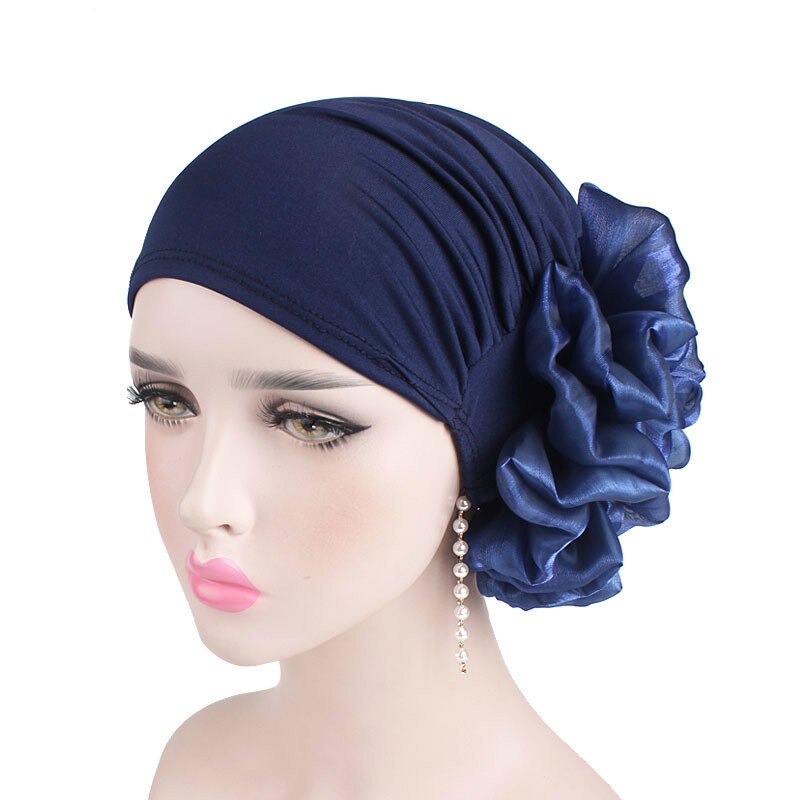 Grande fleur musulmane Hijab écharpe femmes perte de cheveux casquette Beanie Skullies Cancer chimio casquette islamique indien chapeau couverture tête écharpe Bonnet: style262-8