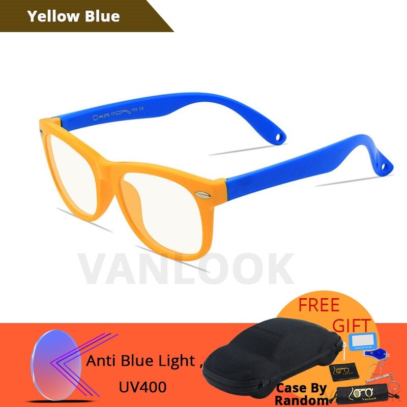 Silica Gel Kids Screen Glasses Gaming Blue Light Blocking Protective Computer for Boys Girls Child Kacamata Anti Radiasi: Yellow Blue