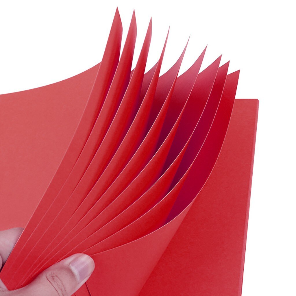 100 Pcs 10/15/20 CM Hand Cut Folding Material DIY Kraft Paper Square Red Party Children Playing Kraft Paper Hand Tool