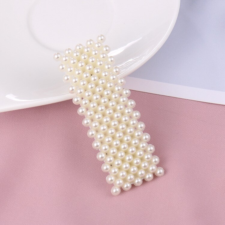 Clip de perla para el cabello para mujer, pasador de pelo con forma de corazón, horquilla de ajuste, , Accesorios para peinados,: Square full
