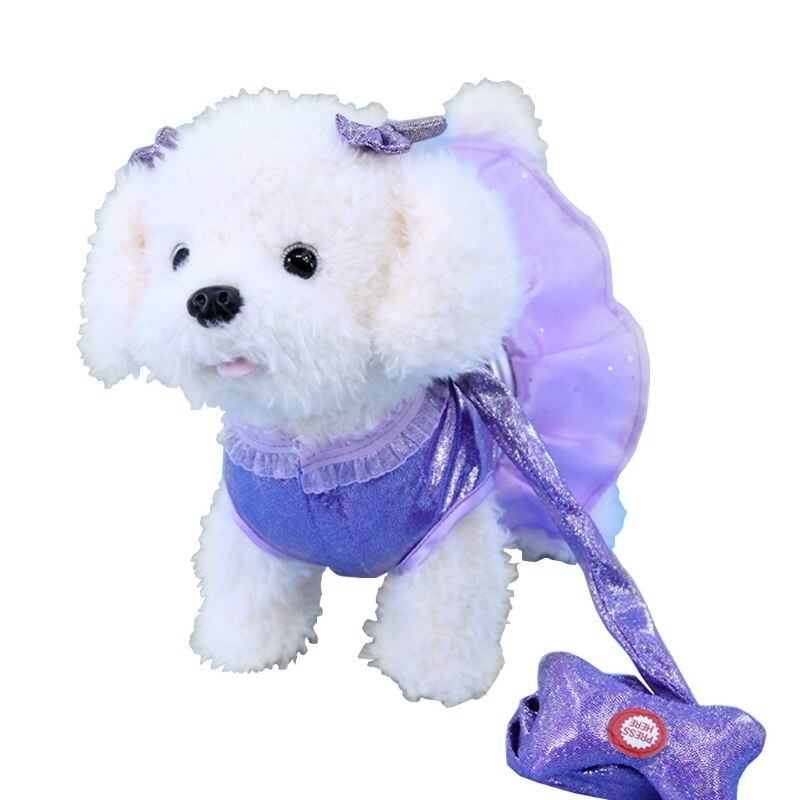 Jouet en peluche électrique avec laisse pour enfants, chiot, jouet de marche, Simulation de chant, danse, chien, musique, chien mécanique: Purple