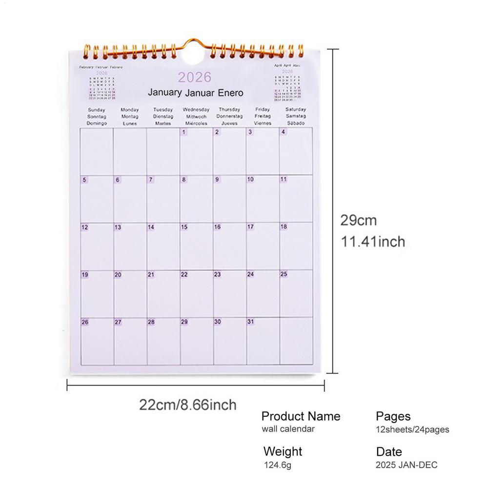 Kalender 2025 20252026 Kalenderplanner Meertalige spoelplanner Agenda Organisator Planning voor thuiskantoor Schoolklas: WHITE