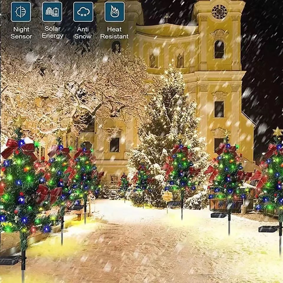 Red Rose Solar Lamp Ground Outdoor Waterproof Yard Power LED Artificial Flower Light for Courtyard Landscape Garden Decoration