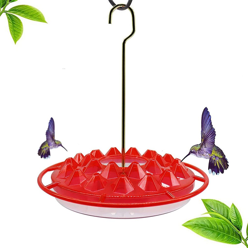 Hanging Hummingbird Feeder Outdoor Garden Bird Feeder Drinker Transparent Mason Jar Flower Decoration Birds Accessories Supplies: Red