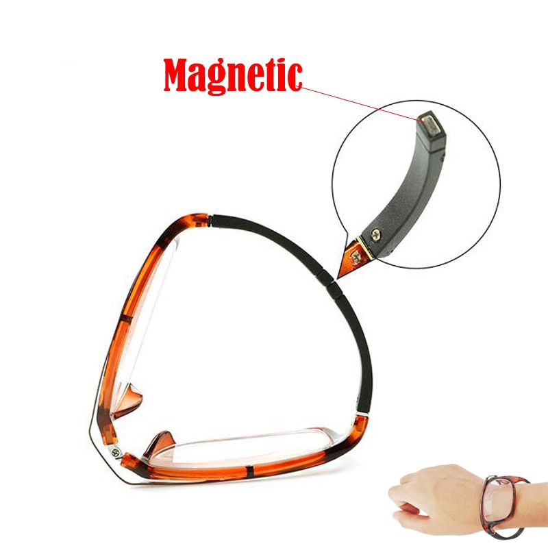 Magnetische Pols Gemonteerde Leesbril Mannen Vrouwen Opvouwbare Draagbare Pols Presbyopie Vergrootglas Full Frame TR90 Eyewear 1.5