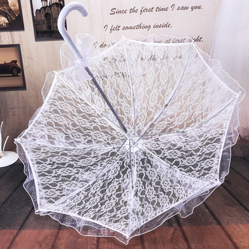 50/60cm Holzgriff Spitze Handwerk Regenschirm Promi schwarz Spitze Regenschirm Sonnenschirm Hochzeit Fotografie Braut Regenschirm Dekor