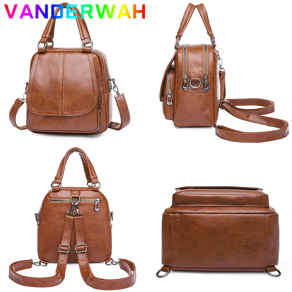 Women's Backpack Small Retro Bagpack Multifunctional Big Capacity Shoulder Crossbody Bag Female Travel Back Pack Mini Handbag